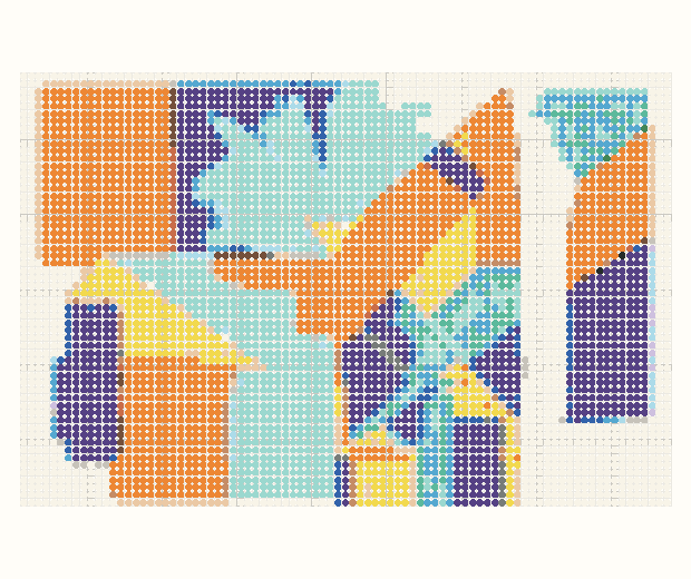 Fuse bead pattern using a reduced practical color palette