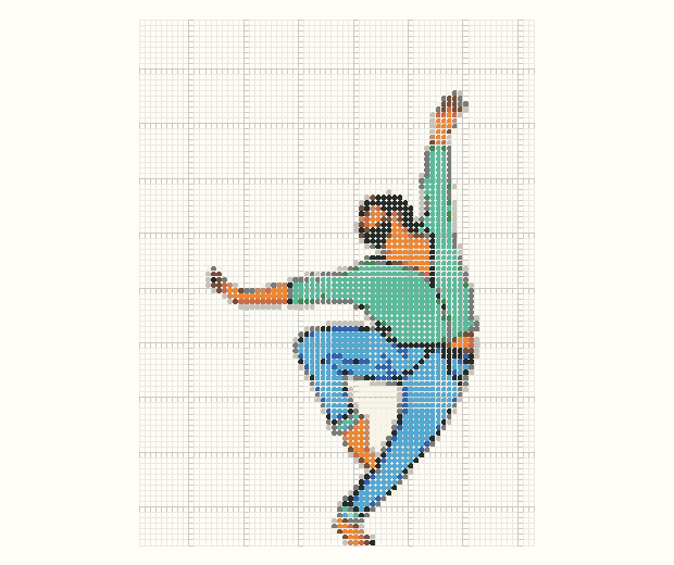 Compressed full-body character fuse bead pattern