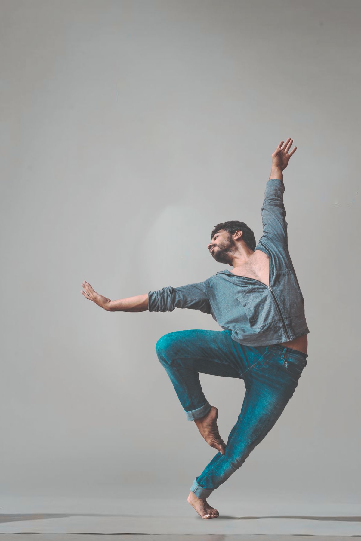 Real dancer in a dynamic full-body pose