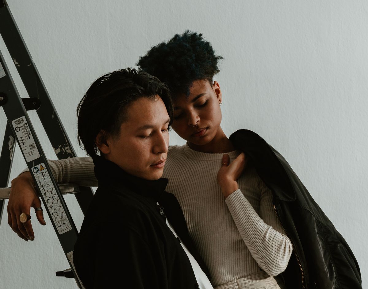 Real studio portrait of a couple